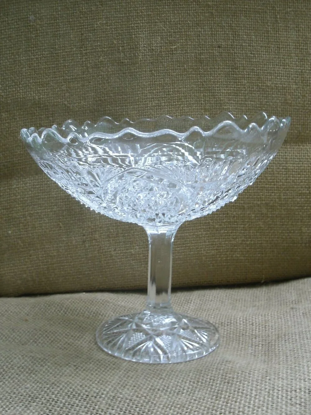 EAPG Fortuna New Martinsville Glass Tall Compote Fruit Bowl